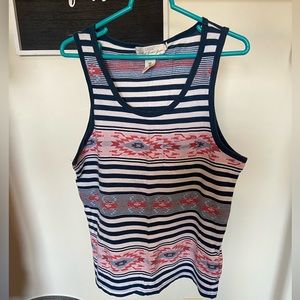 Blue and white striped tank-top